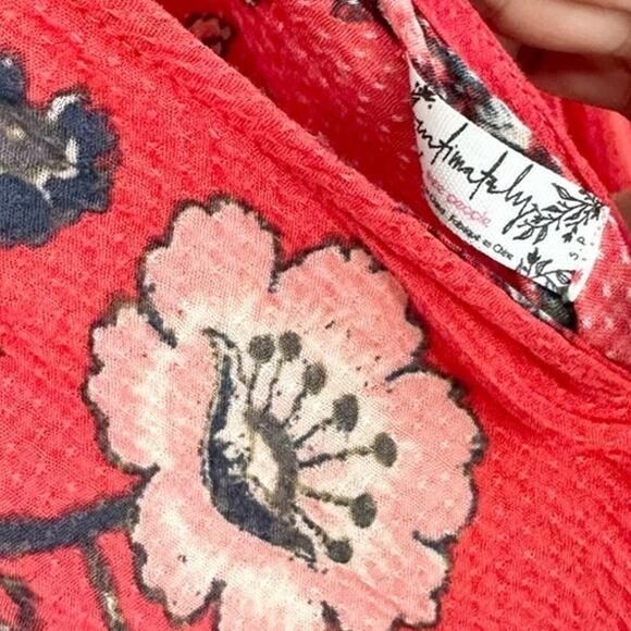 Free People Dobby Dot Flouncy Slip Vintage Combo Red Sleeveless Pockets Small - Picture 5 of 8